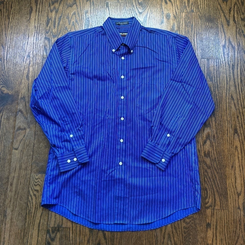 KIRKLAND NON-IRON LONG SLEEVE DRESS SHIRT SIZE 16-32 100% COTTON
